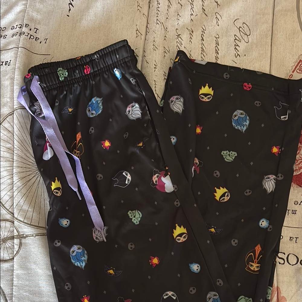 Women’s Black Pajamas with Colorful Villian Cartoon Print